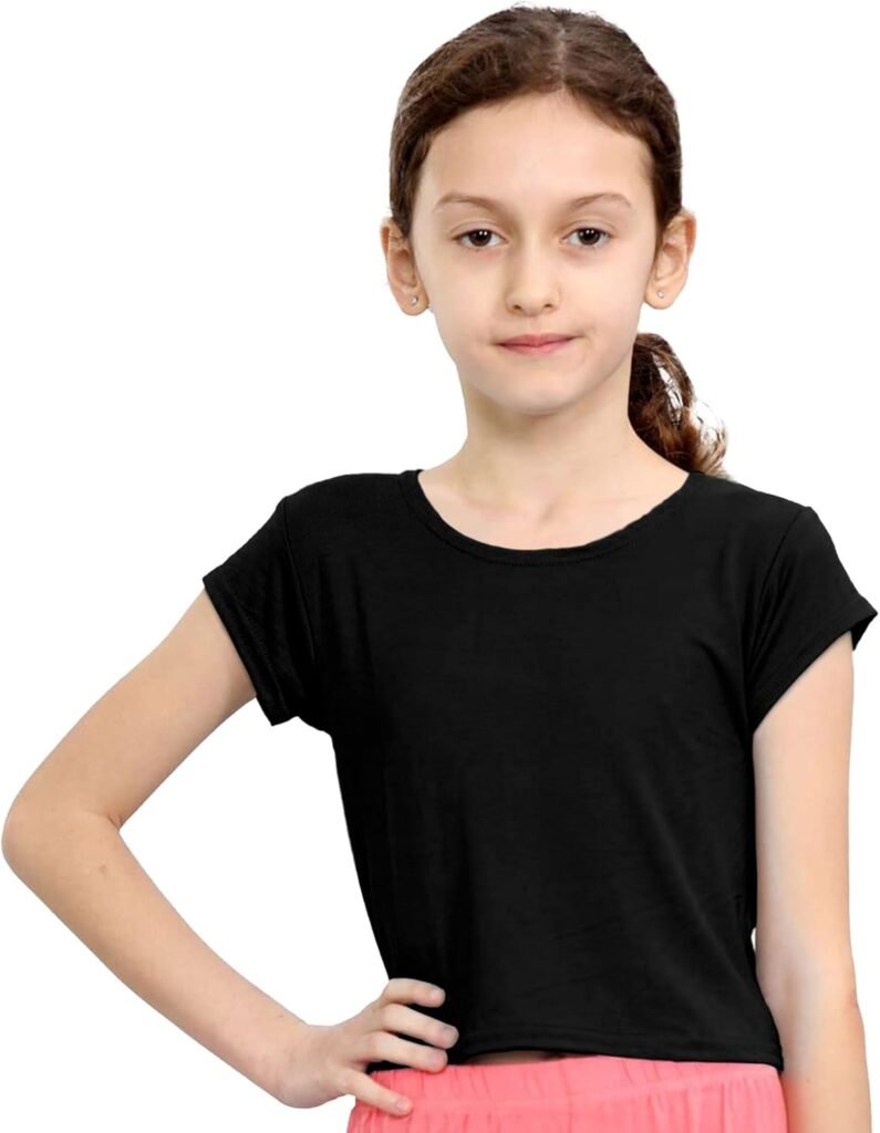 The Fancy Dress® Kids Girls Neon Plain Short Sleeve Crop Tops Summer T-Shirt Tee Top Dance Wear Gymnastic Fancy Dress Age 3-13 Years