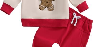 Toddler Baby Boys Christmas Outfit Gingerbread Man Embroidery Jumper Sweatshirt Pants Jogger Trousers Set Tracksuit Sweatsuit