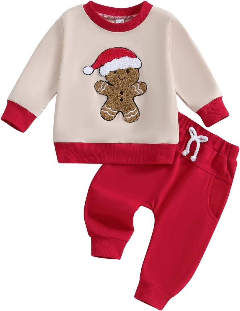 Toddler Baby Boys Christmas Outfit Gingerbread Man Embroidery Jumper Sweatshirt Pants Jogger Trousers Set Tracksuit Sweatsuit Toddler Baby Boys Christmas Outfit Gingerbread Man Embroidery Jumper Sweatshirt Pants Jogger Trousers Set Tracksuit Sweatsuit
