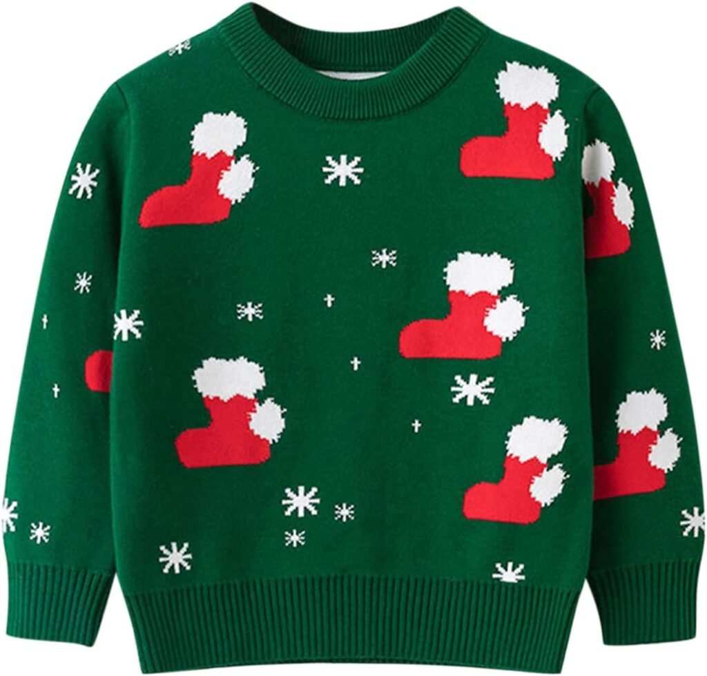 Toddler Boys Girls Christmas Sweater Baby Crewneck Knitted Long Sleeve Pullover Tops Winter Sweatshirt Xmas Knitwear Festive Christmasthemed Baby Clothing
