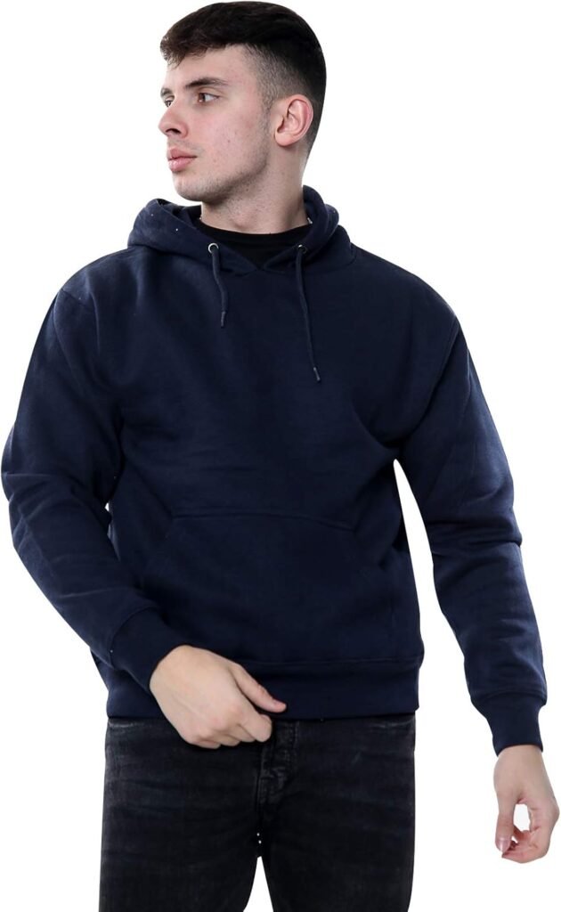 True Face Mens Hoodie Pullover Fleece Classic Hooded Top Plain Ribbed Cuff Long Sleeve Sweatshirt Pull Over Jumper Hoody Top