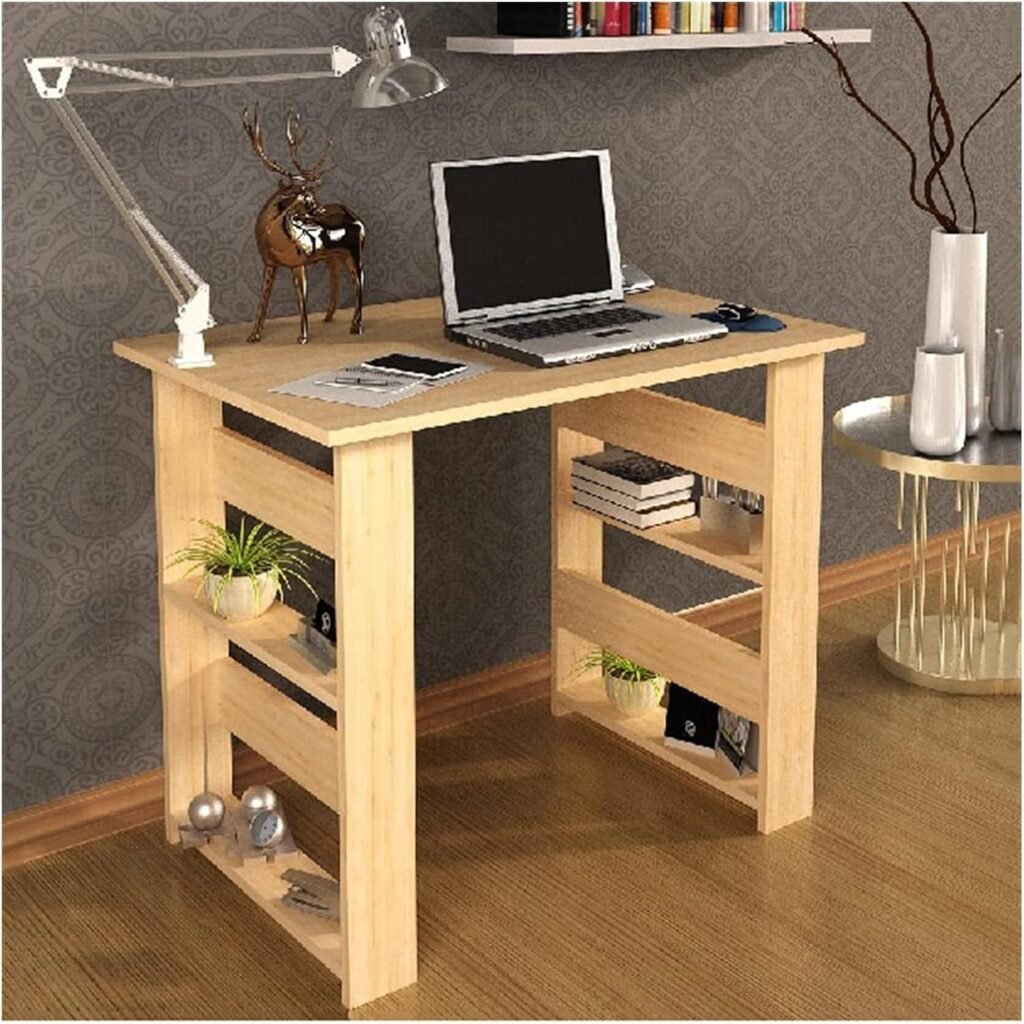 UBFSNKVX computer desk Wooden Desk Office PC Laptop Workstation Home Gaming Desk Laptop Writing Desk with Shelves Student Dormitory Study Study Desk laptop desk