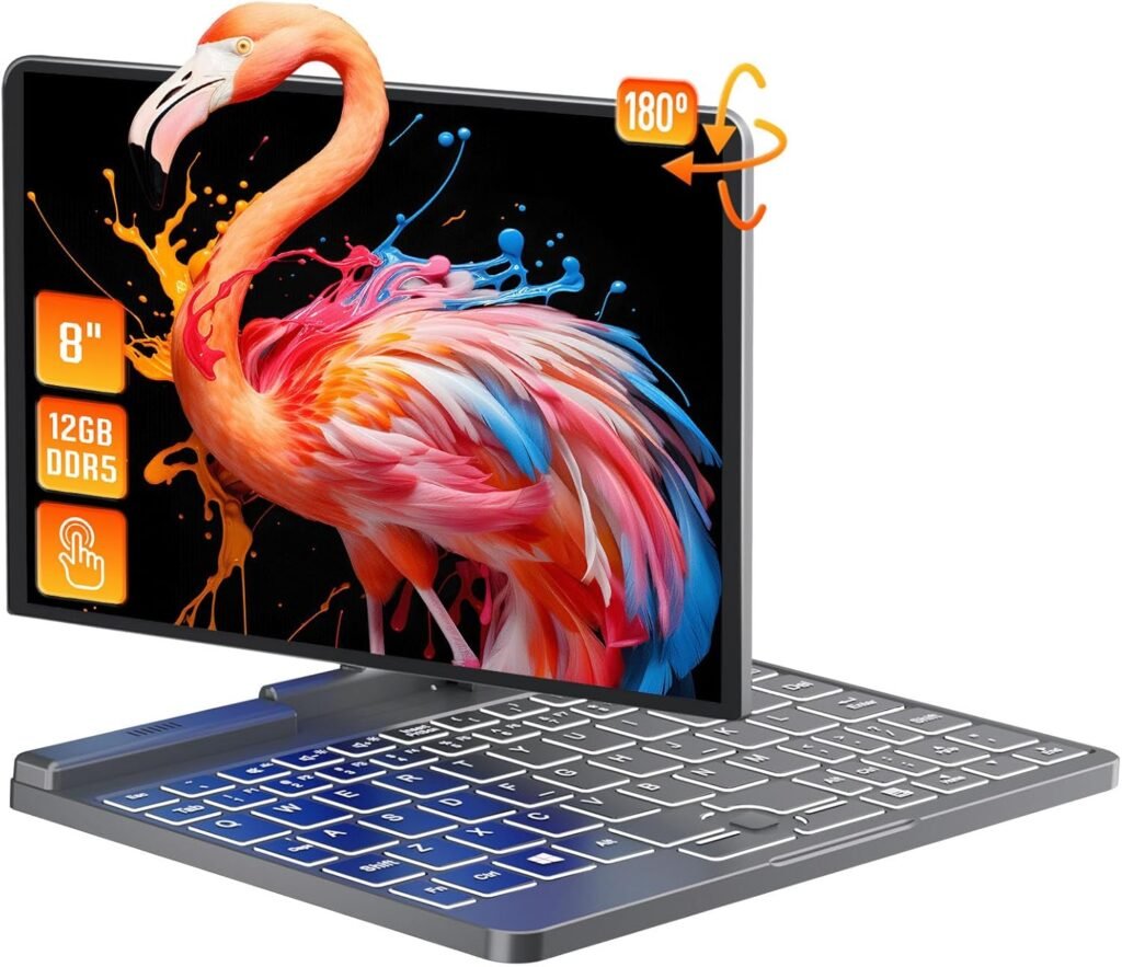 UDKED 8 Inch 2 in 1 Mini Laptop Computer All metal Touch Screen Windows 11 Notebook PC,12th Gen Celeron N100,12G DDR5,Light Laptop,WiFi 6,Bluetooth 5.2,G-Sensor,2MP Web,RJ45 (12G+256G DDR5) UDKED 8 Inch 2 in 1 Mini Laptop Computer All metal Touch Screen Windows 11 Notebook PC,12th Gen Celeron N100,12G DDR5,Light Laptop,WiFi 6,Bluetooth 5.2,G-Sensor,2MP Web,RJ45 (12G+256G DDR5)