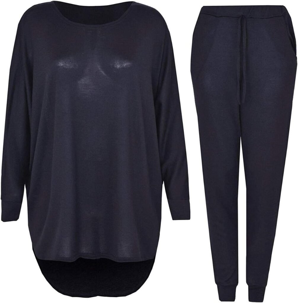 Umbrella Clothing Women’s Tracksuit, 2 Piece High Low Top and Bottoms Casual Loungewear Knitted Outfit, Polyester/Elastane, XL, Female, Tracksuit