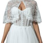 Unicra Evening Lace Dress Cape White Wedding Bolero Jacket Shrugs White Lace Bridal Crop Top Cape for Women and Bridesmaid