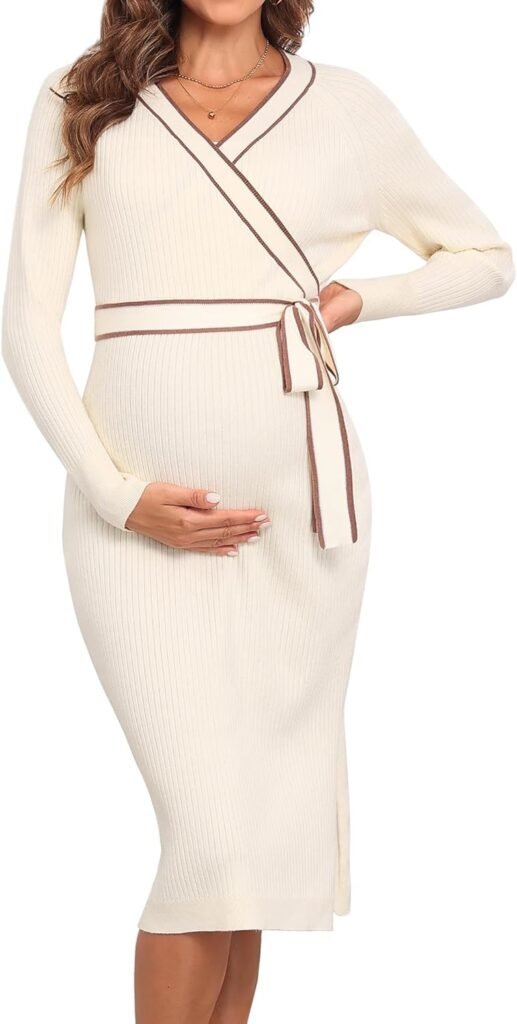 V FOR CITY Maternity Nursing Dress Sweater Dress for Women Wedding Guest Dress Baby Shower Maternity Photoshoot Outfits