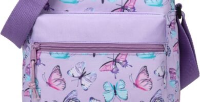 VASCHY Girls Handbag, Cute Shoulder Bag for Teen Little Girls Lightweight Small Cross Body Messenger Satchel Bag with Inner Water Pocket（Purple Butterflies）