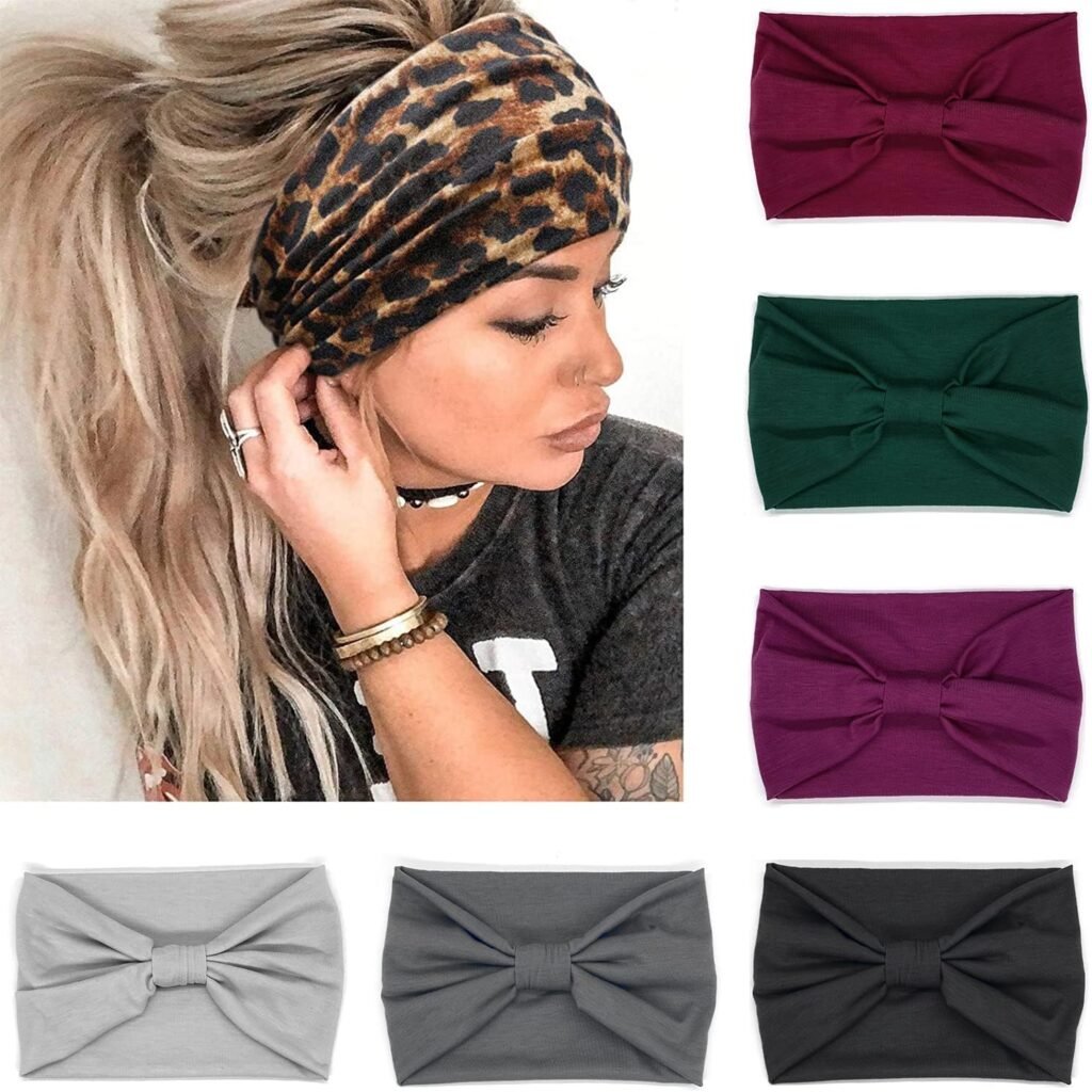 VENUSTE Wide Headbands for Women’s Hair, Solid Fashion Knotted Head Bands for Adult Women Hair Accessories, 6PCS