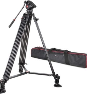 VILTROX VX-18M 188cm/74 inch Professional Tripod Aluminum alloy Heavy Duty Non-slip Video Panorama Tripod with Fluid Drag Head+Hand strap for Canon Nikon Sony DSLR Camera Video Recorder DV Camcorder