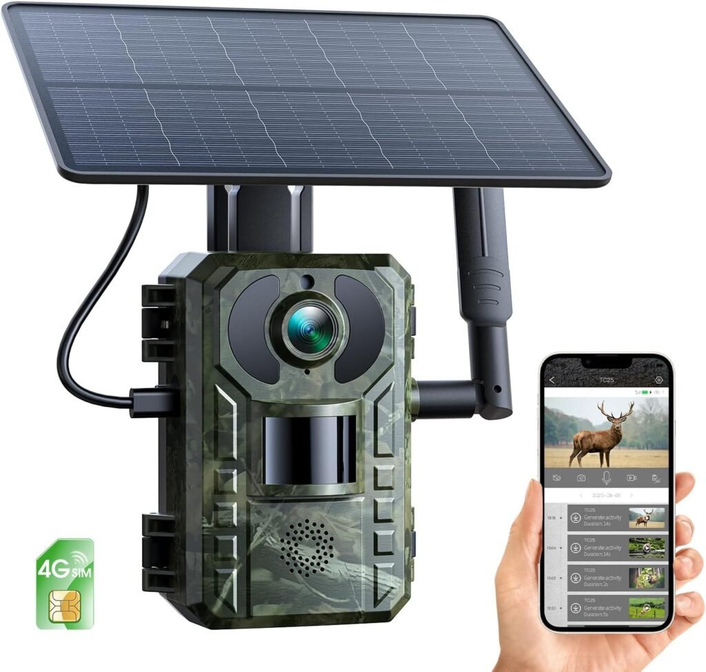 VOOPEAK 4G Cellular Trail Camera, 2.5K Ultra HD Solar-Powered Wildlife Camera with 940nm No-Glow Night Vision, Two-Way Audio, and Seamless Live Streaming via Smartphone App for Wildlife Monitoring