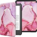 VOVIPO Slimshell Protective Case for All-new Kindle 6 Inch(Fits 2024 and 2022 Releases only,Thin and Lightweight, Foldable Protective Cover-Marble Pink