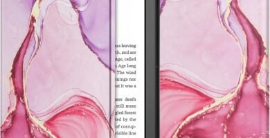 VOVIPO Slimshell Protective Case for All-new Kindle 6 Inch(Fits 2024 and 2022 Releases only,Thin and Lightweight, Foldable Protective Cover-Marble Pink