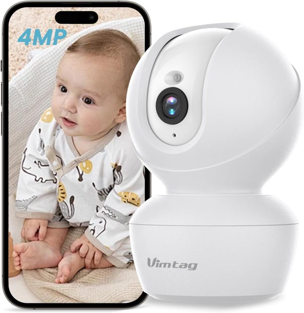 Vimtag Indoor Baby Camera, 2.5K/4MP HD 360° Pan/Tilt WiFi Camera for Dog/Pet/Baby/Home Security, AI Human/Sound/Motion Detection, Night Vision, 2-Way Talk, Cloud/SD Card Storage, Support Alexa