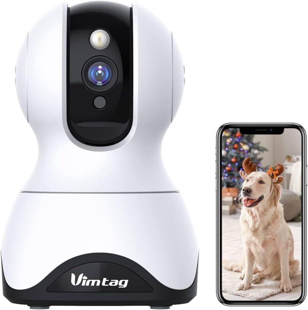 Vimtag Indoor Pet Camera, 2.5K HD Dog Cameras with App, 360° Pan/Tilt, Two-Way Talk, Motion Tracking, Night Vision, Cloud/Local Recording, Cameras House Security for Pets and Kids