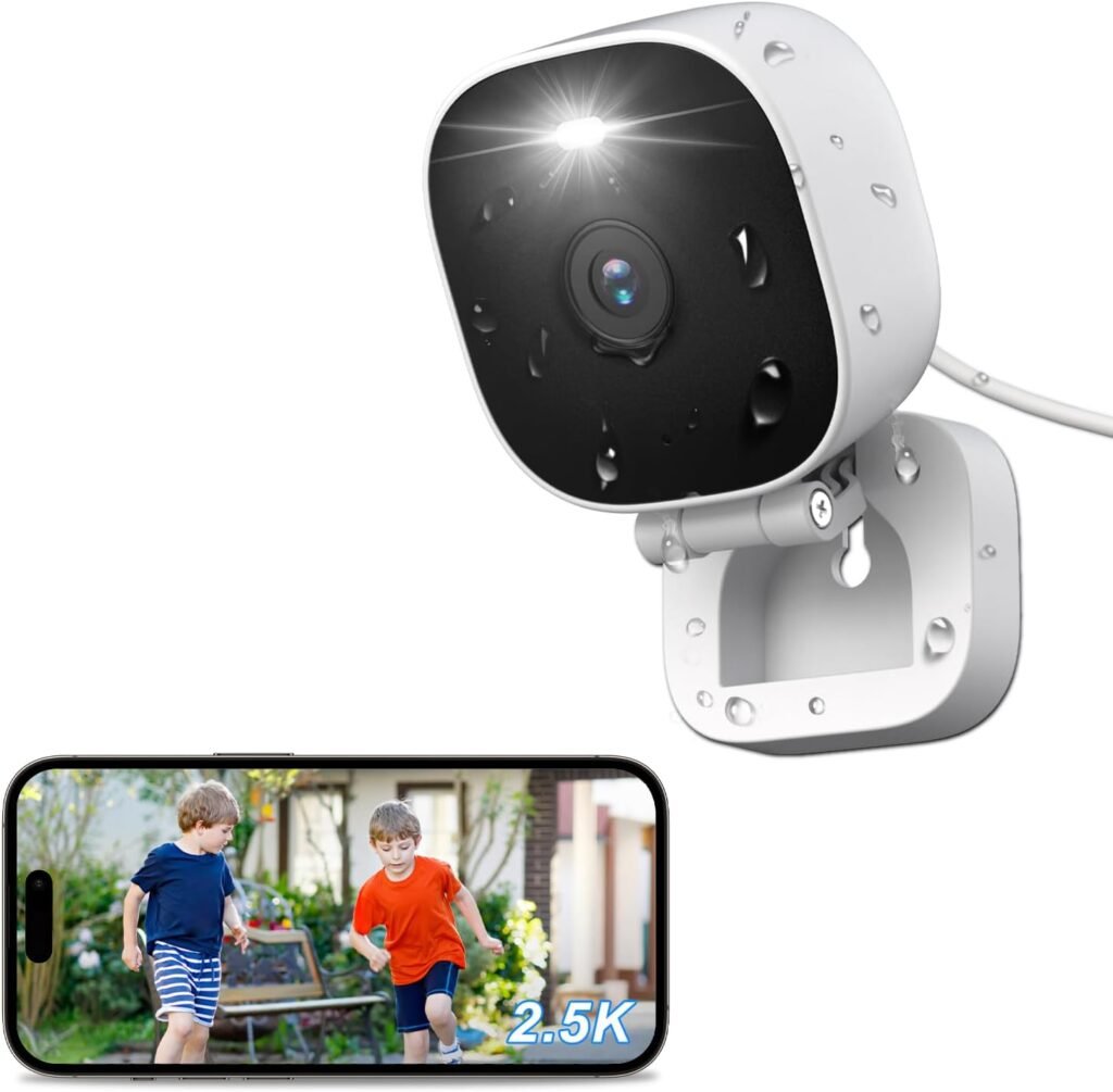 Vimtag Plug-in Smart Security Camera, Ip66 Waterproof, Outside Camera with Color Night Vision, 2.5K Wifi Camera with AI Detection, 2 Way Talk, Home Camera for Baby/Elderly/Pets, Compatible with Alexa