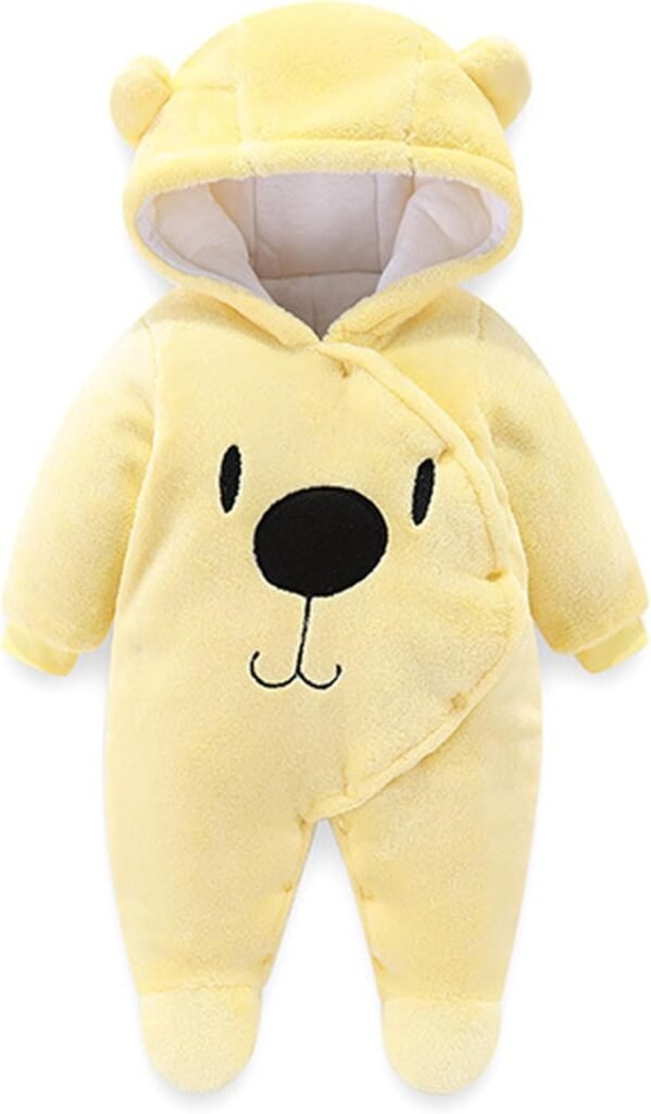 Voopptaw Warm Baby Winter Jumpsuit Fleece Romper Suits Cute Thick Bear Snowsuit for 0-12months Voopptaw Warm Baby Winter Jumpsuit Fleece Romper Suits Cute Thick Bear Snowsuit for 0-12months