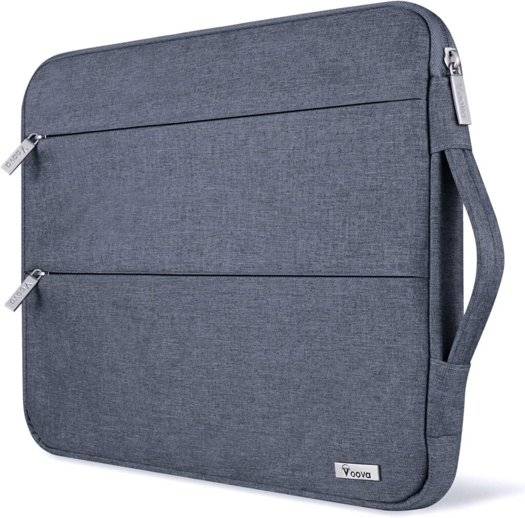 Voova Laptop Sleeve Case 13 13.3 Inch for MacBook Air 13 M1, 13.6 Inch MacBook Air M2, MacBook Pro 13/14, Waterproof Slim Computer Bag Cover with Handle and Accessory Pocket,Dark Grey