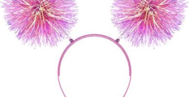 WLLHYF Foil Strips Pom Pom Headband Tinsel Fashion Headband Fluffy Ball Hair Loop Cosplay Hair Accessories for Women Girls Christmas Party Birthday