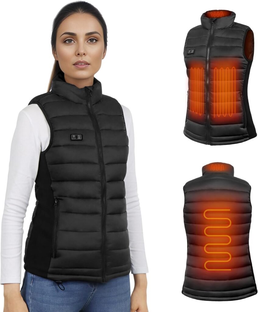 WUEAOA Heated Gilet Womens, Heated Vest Women, Womens Heated Gilet for Women UK, Heated Body Warmer for Women, Heated Waistcoat, Electric Body Warmer, Ladies Heated Gilet, Heated Vest with Power Bank
