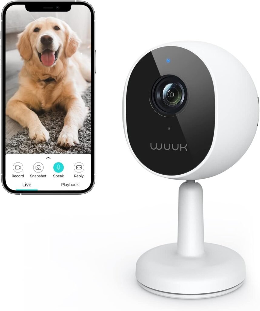 WUUK 4MP/2.5K Indoor Security Camera with Magnetic Base, Baby Monitor Camera, Dog/Pet Camera with App, Easy to Install, Elderly Camera, Night Vision, 2-Way Audio, Compatible with Alexa & Google