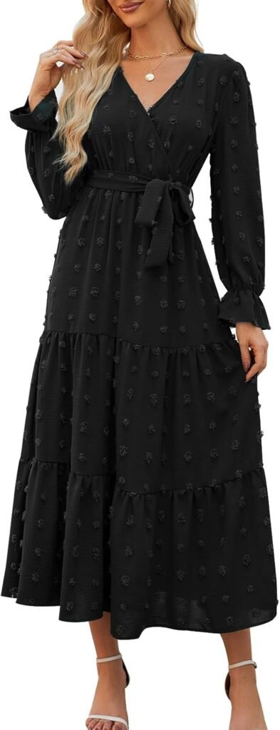 Wantonfy Women Dresses Casual Long Sleeve V Neck Autumn Cocktail Dress A Line Party Dress Wantonfy Women Dresses Casual Long Sleeve V Neck Autumn Cocktail Dress A Line Party Dress