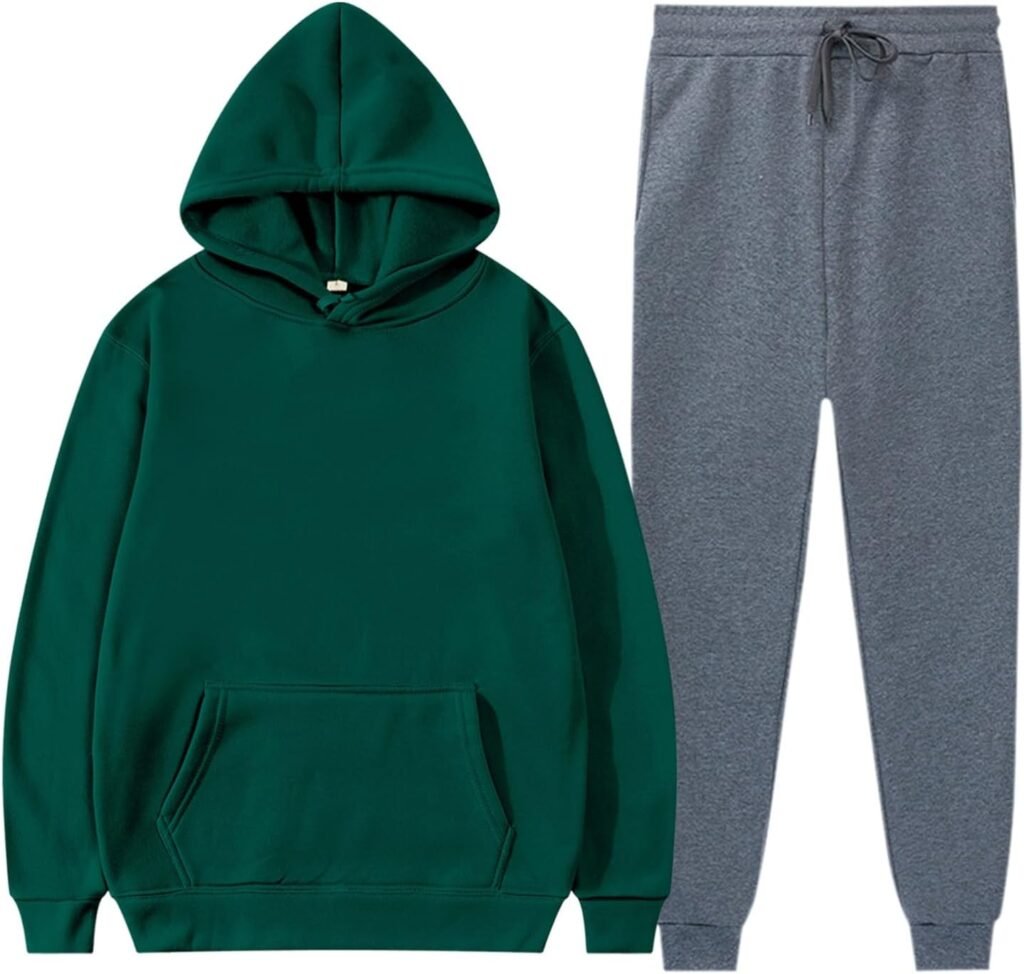 Warm Suits Set for Men 2024 Outfits Clothes Set Men’s And Women’s Spring Autumn And Winter Warm Solid Color Sportswear 2 Set Solid Color Hoodie Solid Color Sweatpants Plus Velvet Loose Business Suits