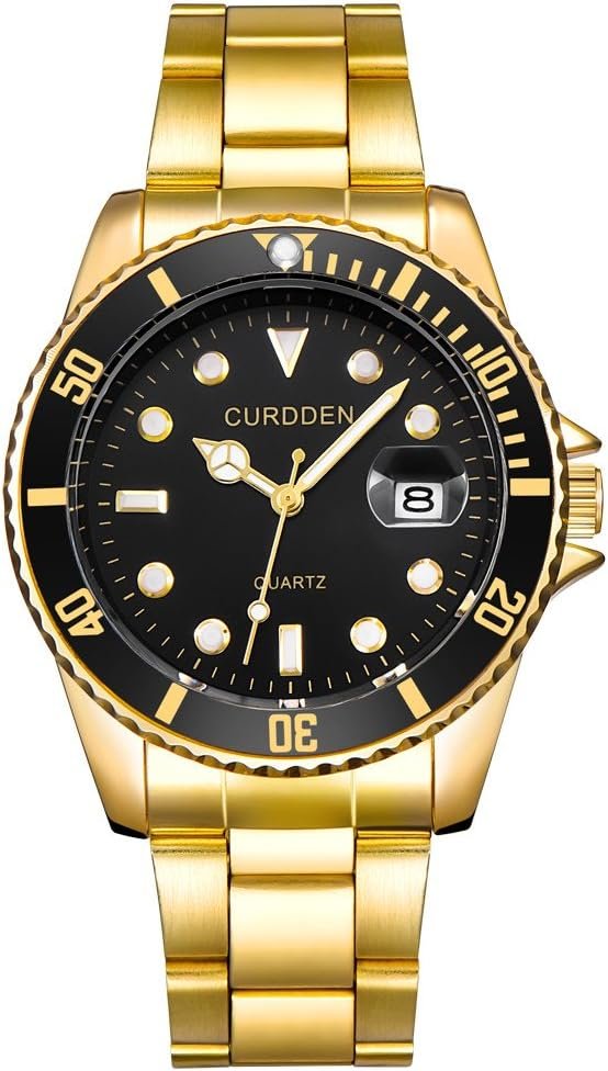 Watch Steel Wrist Men Date Quartz Sport Analog CURDDE Stainless Fashion Men’s Watch Watch Leather Band