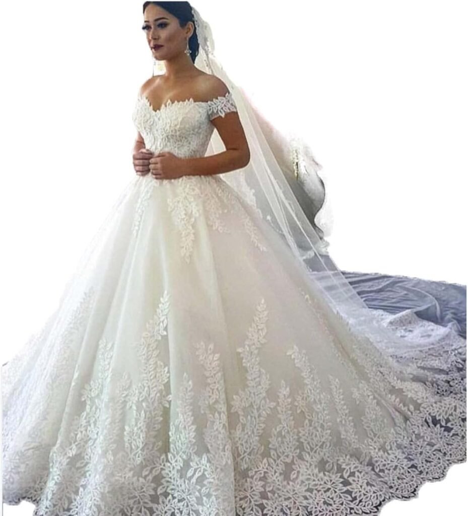 Wedding Dress for Women Flower Appliques Wedding Dress Ball Gown