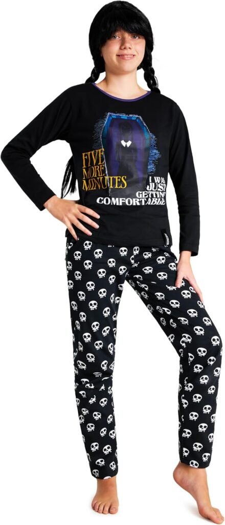 Wednesday Girls Pyjamas – Nightwear Long Sleeve & Bottoms PJs Lounge Set for Girls and Teenagers 7-16 Years Girls Gifts