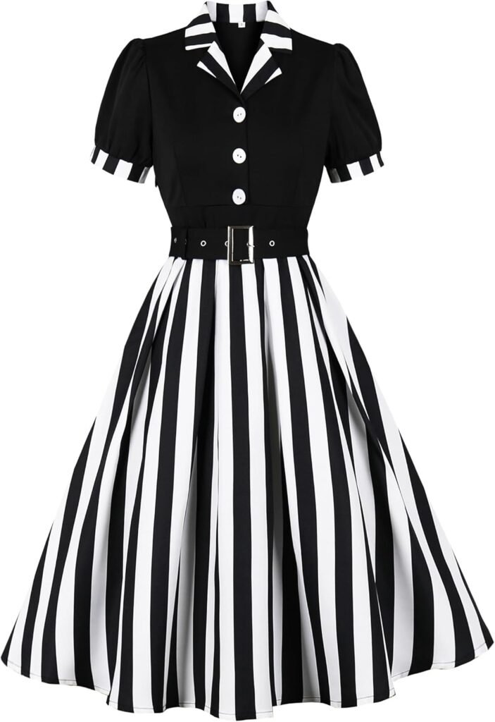 Wellwits Women’s Striped Blazer Vintage Gothic Formal Work Dress Wellwits Women’s Striped Blazer Vintage Gothic Formal Work Dress
