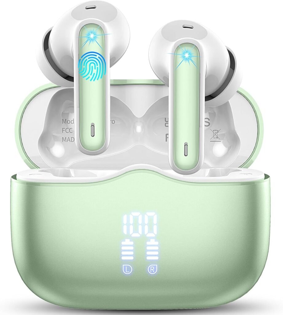 Wireless Earbuds, Bluetooth 5.3 Headphones Wireless Earphones, In Ear buds Wireless Earbuds, 4 ENC Noise Cancelling Mic Wireless Headphones, IP7 Waterproof 40H Playtime, Mini Ultra Light, Grass Green Wireless Earbuds, Bluetooth 5.3 Headphones Wireless Earphones, In Ear buds Wireless Earbuds, 4 ENC Noise Cancelling Mic Wireless Headphones, IP7 Waterproof 40H Playtime, Mini Ultra Light, Grass Green