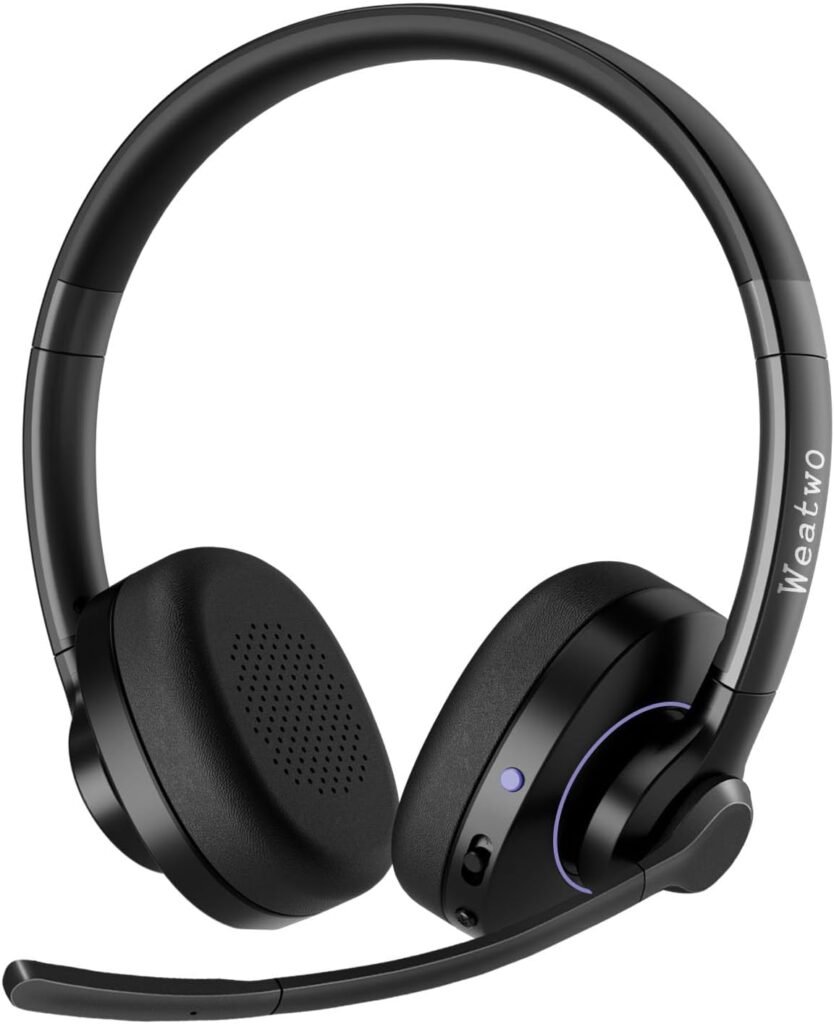 Wireless Headset with Noise Cancelling Microphone, 30H+ Talking Time Bluetooth Headset with Mic Mute, On Ear Wired or Wireless PC Headphone for Work/Ms Teams/Zoom/Laptop/Mobile Phone/Office/Home Wireless Headset with Noise Cancelling Microphone, 30H+ Talking Time Bluetooth Headset with Mic Mute, On Ear Wired or Wireless PC Headphone for Work/Ms Teams/Zoom/Laptop/Mobile Phone/Office/Home