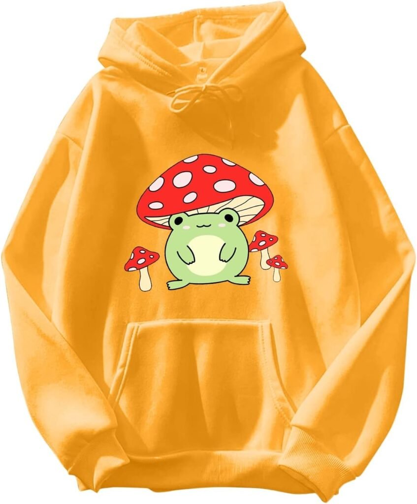 Women Cute Frog Sweatshirt Kawaii Mushroom Hoodie for Teen Girls Aesthetic Cottagecore Clothes Feminino Hoodies Women Cute Frog Sweatshirt Kawaii Mushroom Hoodie for Teen Girls Aesthetic Cottagecore Clothes Feminino Hoodies