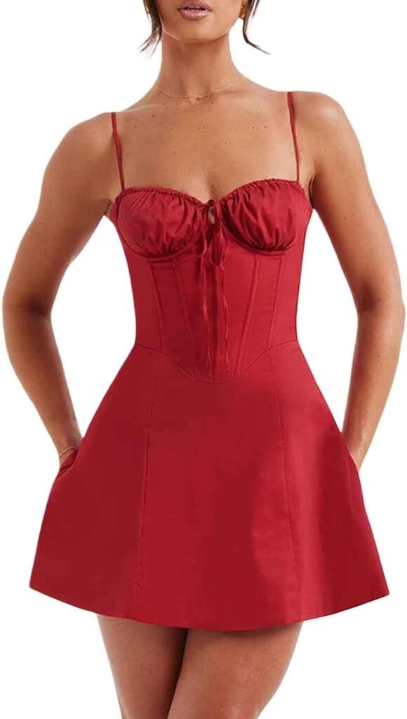 Women Mini Cami Dress Solid Color Sleeveless Tie Up Party Dress Women Mini Cami Dress Solid Color Sleeveless Tie Up Party Dress