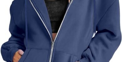 Women’s Fall Jacket Oversized Pocket Sweatshirt Casual Drawstring Clothing Zipper Track Jacket Solid Color Long Sleeve Hooded Top Womens plus Size Sweaters 5