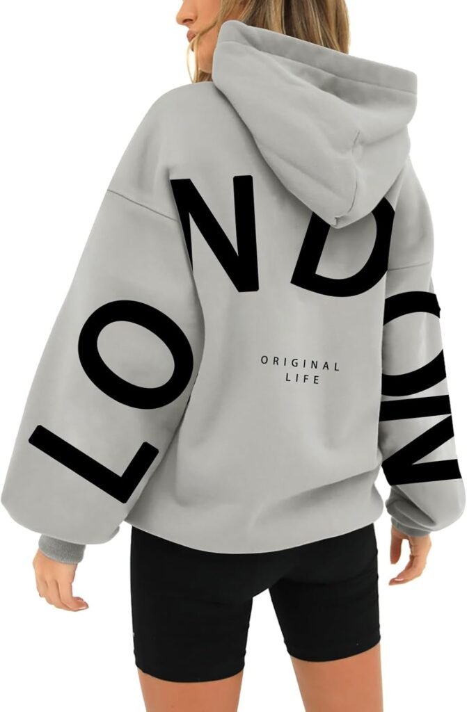 Womens Hoodie Oversized Fleece Warm Pullover Tops Casual Fleece Y2K Sweatshirt Fall Loose Warm Long Sleeve Hoody Sweater Cotton Lined Thermal Jumper Outerwear 2024