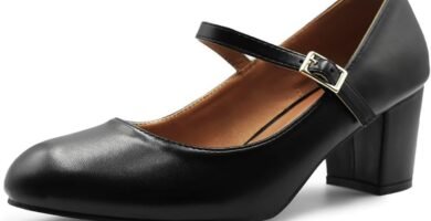 Womens Mid Block Heels Mary Jane Ankle Strap Court Shoes Ladies Comfort Support Work Pumps Formal Smart Office Low Heeled Strappy Slip On Cushioned Dolly Wide Fit Extra Wide Fitting Width Light Shoes