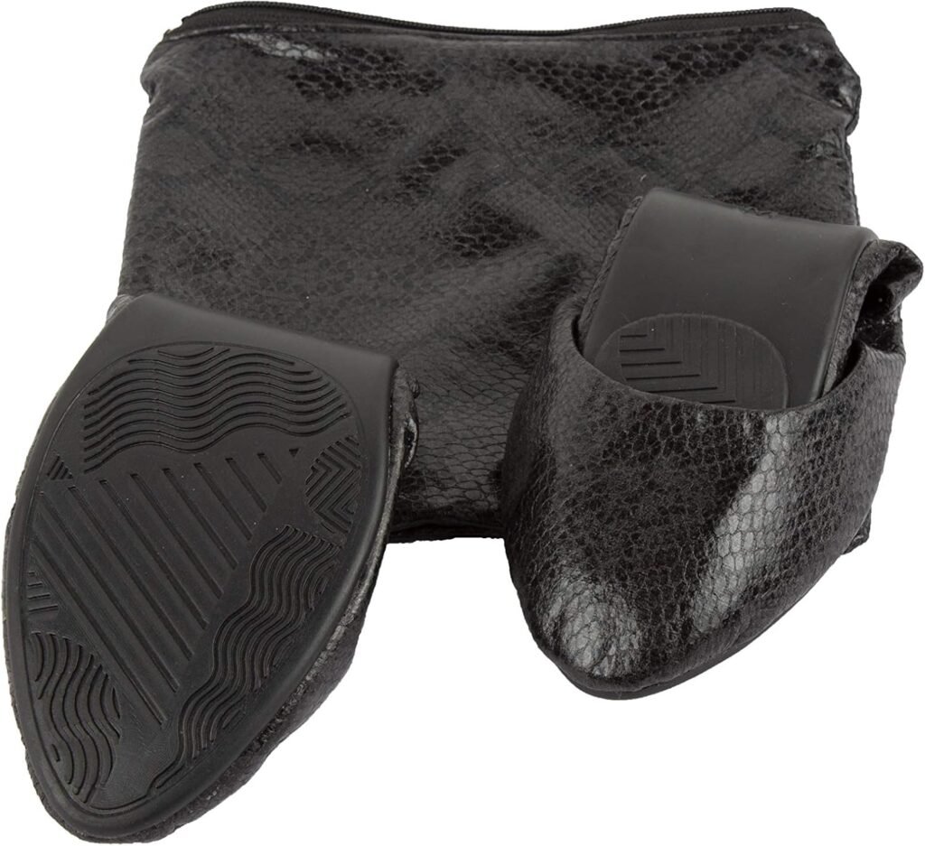 Women’s Roll Up Shoes with Carry Bag for Weddings, Nights Out and Races (Black Snake