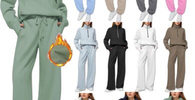 Womens Two Piece Full Set Pullover Drawstrings Wide Leg Trousers Tracksuit Long Sleeve Oversized Half Zip Sweatshirt Sweatpants Outfits Ladies Gym Sports Casual Activewear Sets Womens Two Piece Full Set Pullover Drawstrings Wide Leg Trousers Tracksuit Long Sleeve Oversized Half Zip Sweatshirt Sweatpants Outfits Ladies Gym Sports Casual Activewear Sets