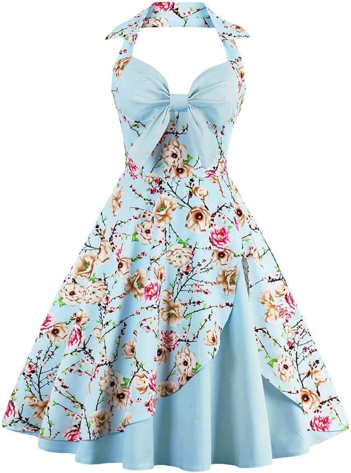 Women’s Vintage Dress Ladies Cotton Sexy Retro 1950s Halterneck Rockabilly Swing Floral Print Tea Hem Party Skater A Line Prom Cocktail Party Homecoming Dress Plus Size UK 10-22 Women’s Vintage Dress Ladies Cotton Sexy Retro 1950s Halterneck Rockabilly Swing Floral Print Tea Hem Party Skater A Line Prom Cocktail Party Homecoming Dress Plus Size UK 10-22