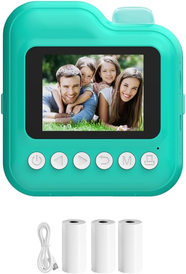 Wyerewel Kids Instant Printer Camera Gift Children Digital Video Camera Photo Thremal Printing Camera Blue