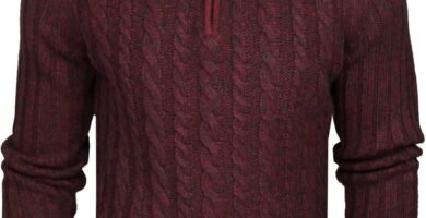 Xact Men’s 1/4 Zip Funnel Neck Cable Jumper, Mid Weight, 2 Colour Twist