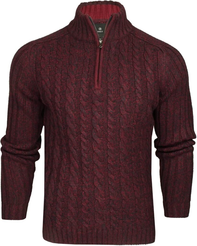 Xact Men’s 1/4 Zip Funnel Neck Cable Jumper, Mid Weight, 2 Colour Twist Xact Men’s 1/4 Zip Funnel Neck Cable Jumper, Mid Weight, 2 Colour Twist