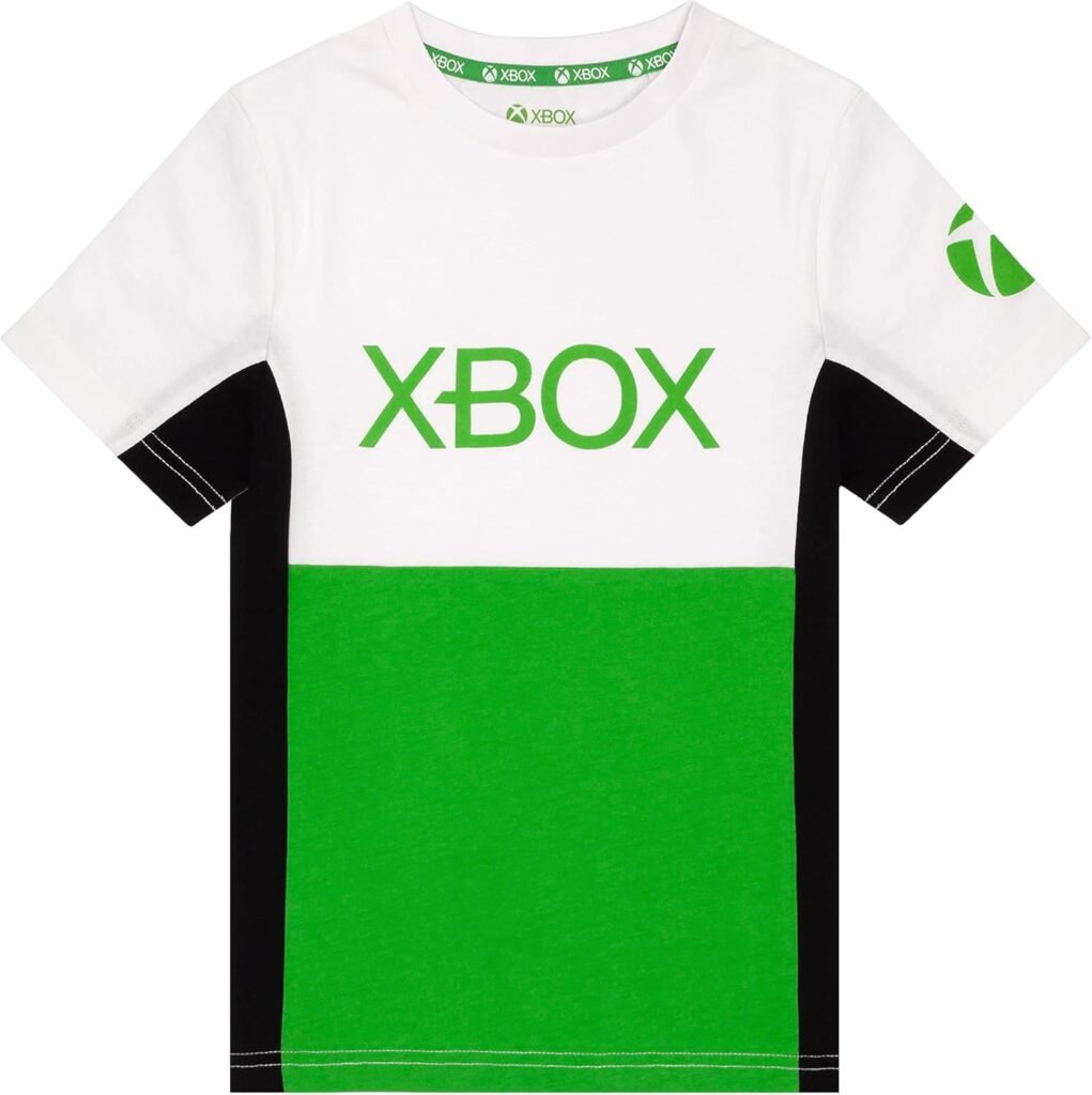 Xbox T-Shirt for Boys & Girls | Kids Block Green Game Logo Top | Children Gamers Clothing Merchandise