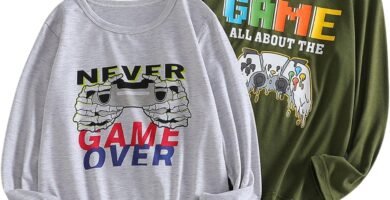 Xumplo Boys 2-Pack Long Sleeve T-Shirt Kids Game Shirts Teens Crew Neck Letter Print Tee Tops (White/Green) Xumplo Boys 2-Pack Long Sleeve T-Shirt Kids Game Shirts Teens Crew Neck Letter Print Tee Tops (White/Green)