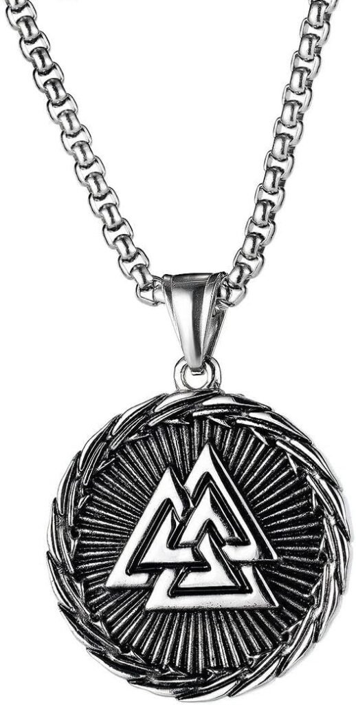 YAHOYA Retro Ancient Silver Amulet Viking Jewelry Gift Custom Rune Triangle Logo Pendant Necklace for Men Women Teen Boys