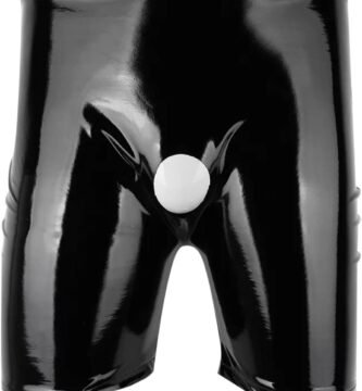 YUHAOTIN Sexy Mens Outfit Mesh Lingerie Mens Fashion Casual Solid Color Leather Shorts Sexy Soft Leather Taste Shorts Pants Mesh Lingerie Mens Sexy Briefs Underwear