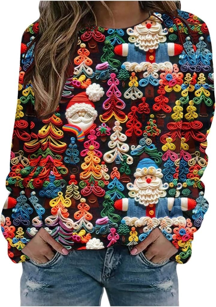 Yinguo Womens Christmas Sweatshirt UK Ladies Santa Claus Xmas Tree Snowman Printed Jumper Long Sleeve Pullover Winter Jumpers Outwear Shirt Plus Size Crew Neck Sweater Funny Blouse Yinguo Womens Christmas Sweatshirt UK Ladies Santa Claus Xmas Tree Snowman Printed Jumper Long Sleeve Pullover Winter Jumpers Outwear Shirt Plus Size Crew Neck Sweater Funny Blouse