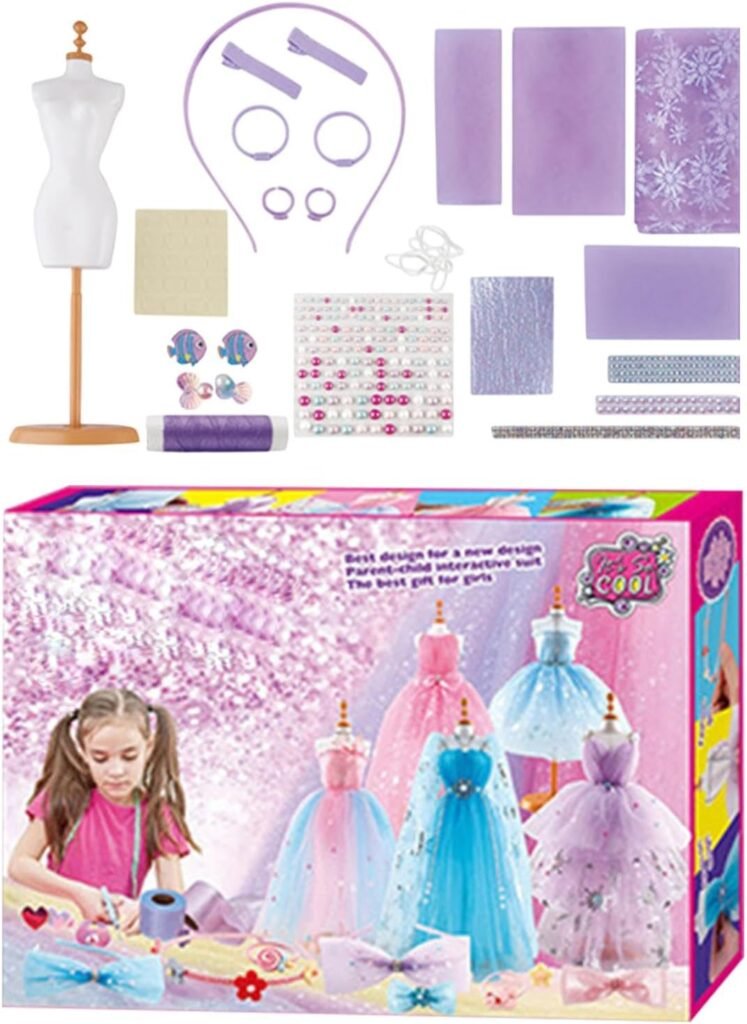 Youngwier Girls’ Clothing Making Set, Fashion Design Set for Children, Creative Clothing Making Set – Fashion Designer Set for Children, Colourful Clothing Making Set for Practical Skills