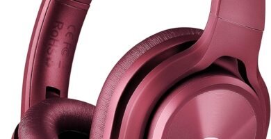 ZIHNIC Active Noise Cancelling Headphones, 40H Playtime Wireless Bluetooth Headset with Deep Bass Hi-Fi Stereo Sound,Comfortable Earpads for Travel/Home/Office (Red)